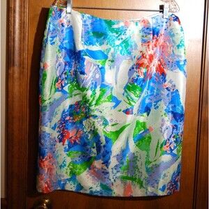 Sunny Leigh Bright Floral Lined Skirt  Beloved Blossoms Size 16 New W Tag